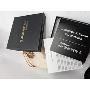 Alex and Ani "J" Initial Charm Bangle Bracelet Rafaelian Gold Tone Expandable